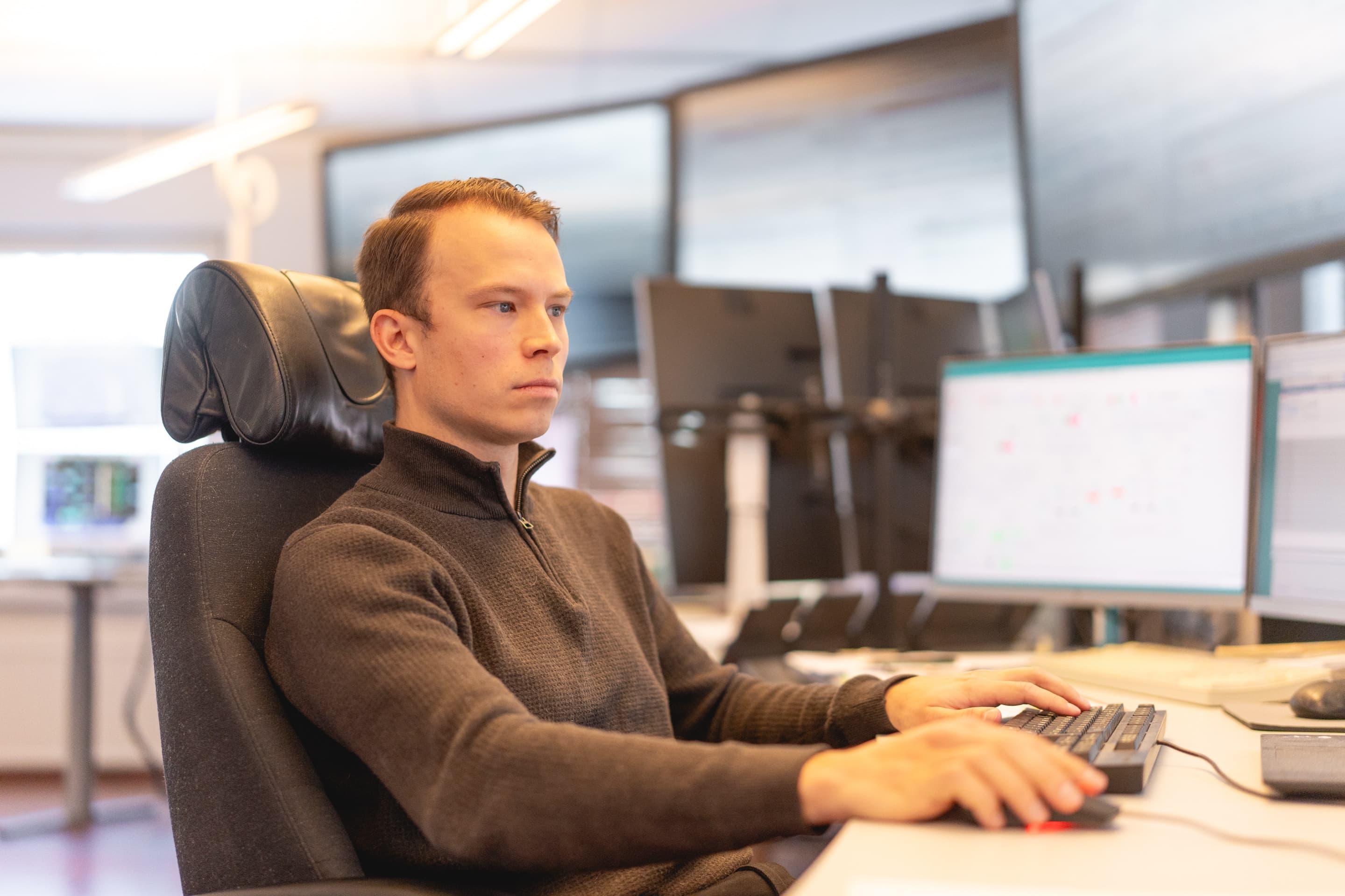 A man operating control room services